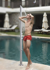 Wayime 85" Separable&Composable Free-Standing Brushed Stainless Steel 304 Waterfall Outdoor Shower with DOE Certificate