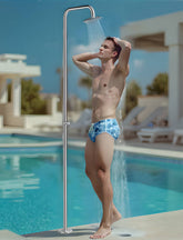 Wayime 87" Separable&Composable Free-Standing Brushed Stainless Steel 304 Rainfall Outdoor Shower with DOE Certificate