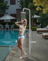 Wayime 91" Separable&Composable Free-Standing Brushed Stainless Steel 304 Rainfall Outdoor Shower with DOE Certificate