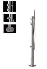 Wayime 43" Free-Standing Brushed Stainless Steel 304 Outdoor Shower Only Cold Water no Showerhead with DOE Certificate d