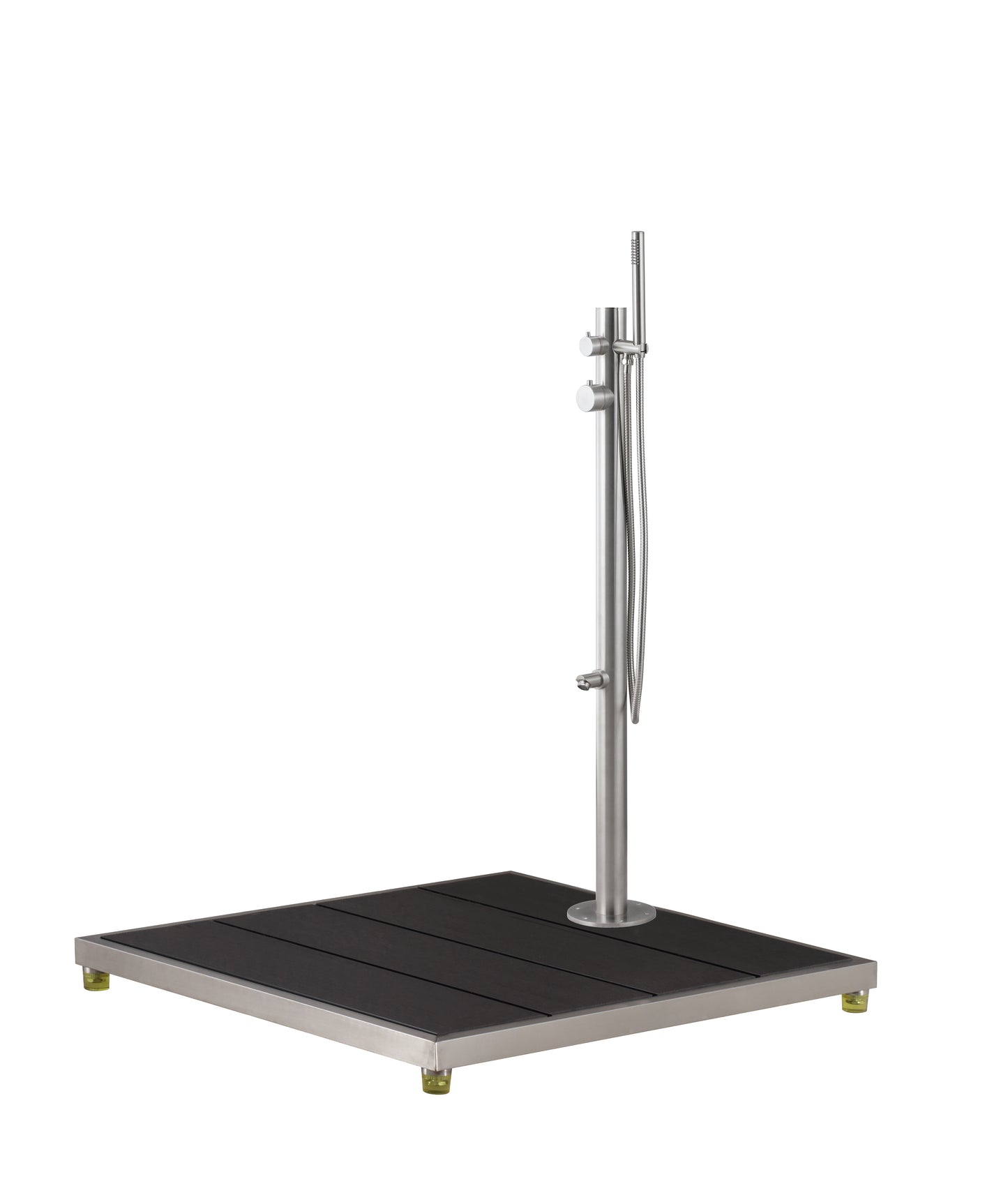 33 * 30" Plastic Wood with Stainless Steel Frame Dark Grey Base Make Outdoor Shower Movable&Install Outdoor Shower Without Call Plumber