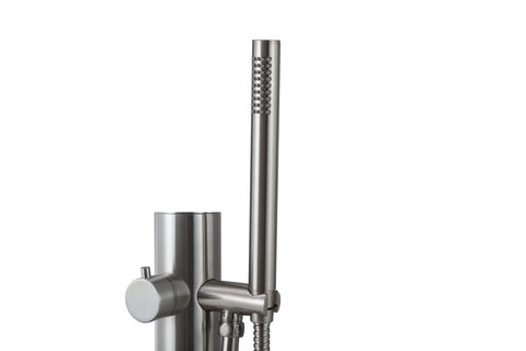 Wayime 43" Free-Standing Brushed Stainless Steel 304 Outdoor Shower Only Cold Water no Showerhead with DOE Certificate d