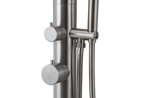 Wayime 91" Separable&Composable Free-Standing Brushed Stainless Steel 304 Rainfall Outdoor Shower with DOE Certificate