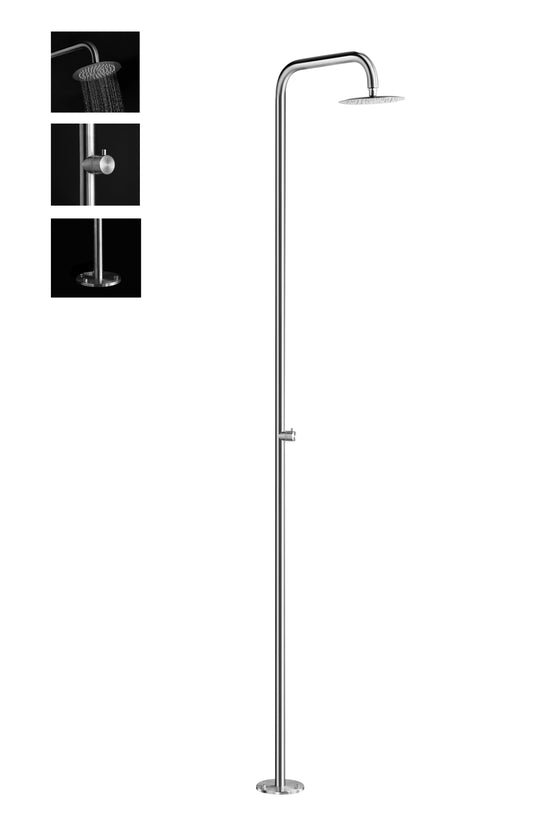 Wayime 87" Separable&Composable Free-Standing Brushed Stainless Steel 304 Rainfall Outdoor Shower