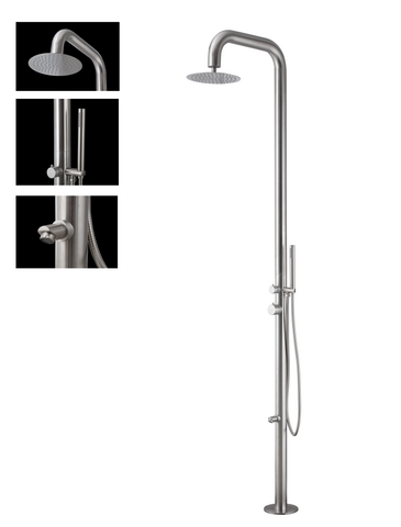 Wayime 91" Separable&Composable Free-Standing Brushed Stainless Steel 304 Rainfall Outdoor Shower