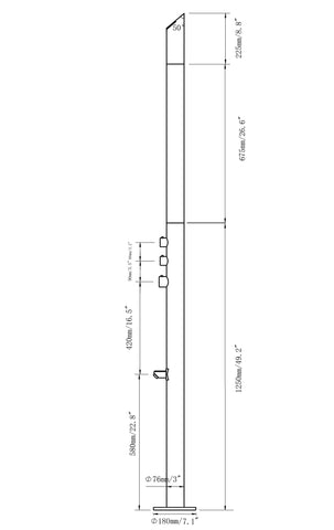 Wayime 85" Separable&Composable Free-Standing Brushed Stainless Steel 304 Waterfall Outdoor Shower