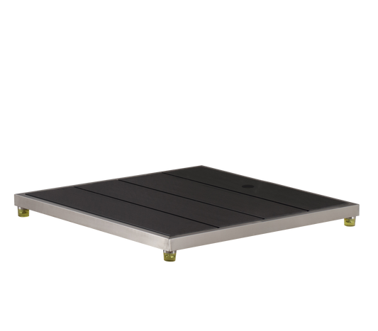 33 * 30" Plastic Wood with Stainless Steel Frame Dark Grey Base Make Outdoor Shower Movable&Install Outdoor Shower Without Call Plumber