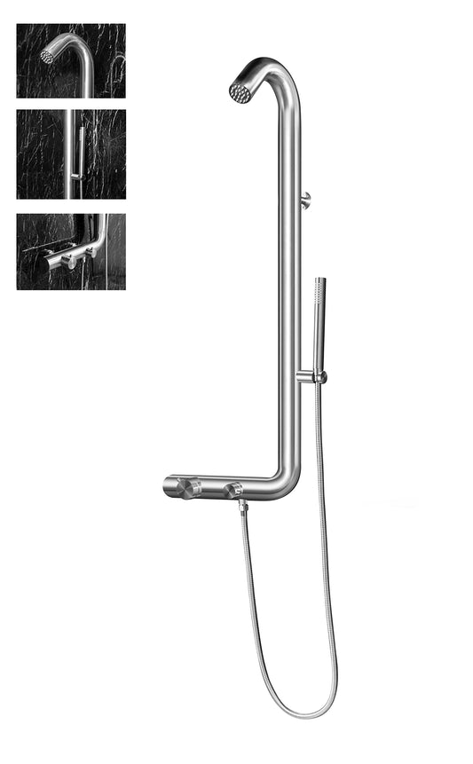 Wayime 45*16" Separable&Composable Wall-Mounted Brushed Stainless Steel 304 Rainfall Indoor Outdoor Shower System